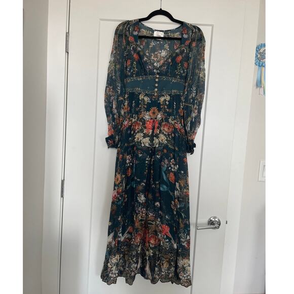 Camilla Dresses & Skirts - Camilla Silk Green Maxi Dress Size S